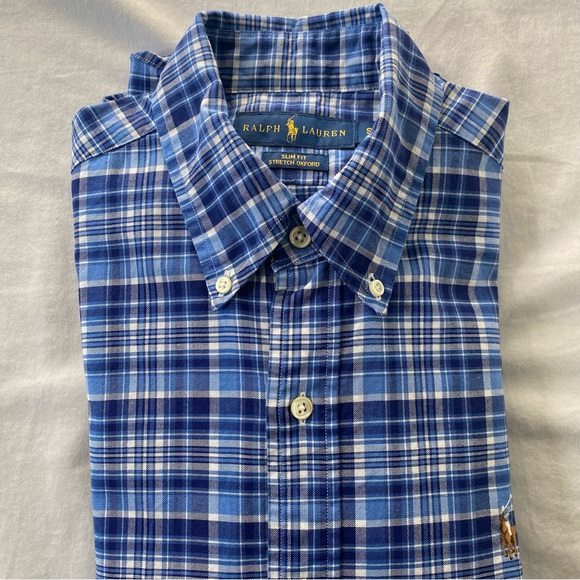 Polo Ralph Lauren Other - Polo Ralph Lauren men's blue/white plaid slim fit button-down oxford shirt, S